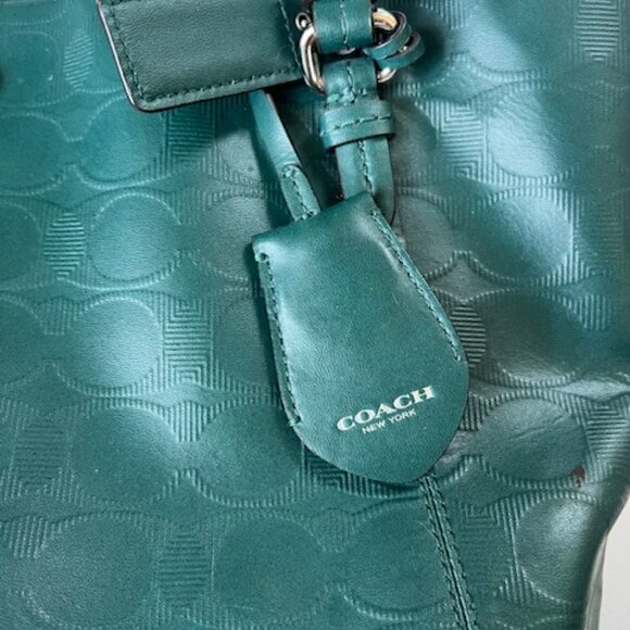 Coach Hunter Green Signature Leather Peyton Zip-Top Tote - Picture 13 of 14